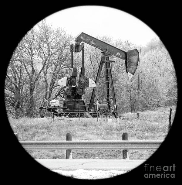 Wintry Pumpjack Poster featuring the photograph Wintry Pumpjack by Imagery by Charly