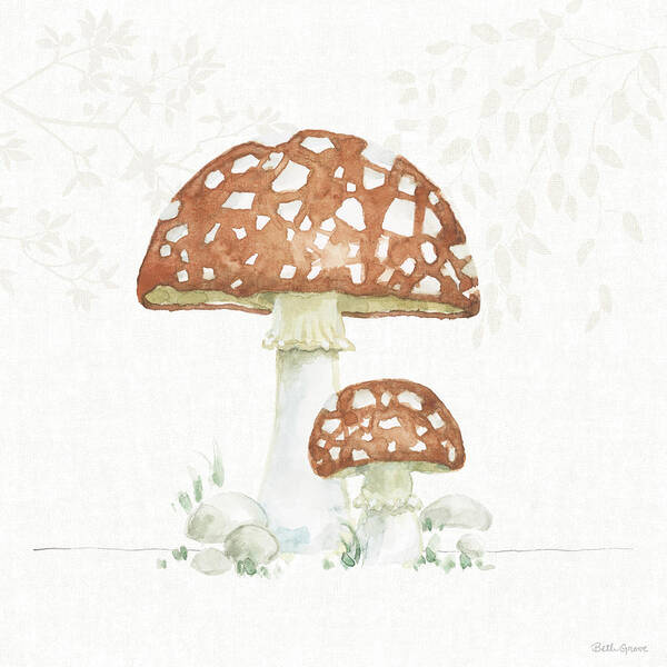 Amanita Poster featuring the painting Woodland Love Vii by Beth Grove