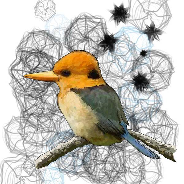 Portrait Poster featuring the drawing Y is for Yellow Billed Kingfisher by Joan Stratton