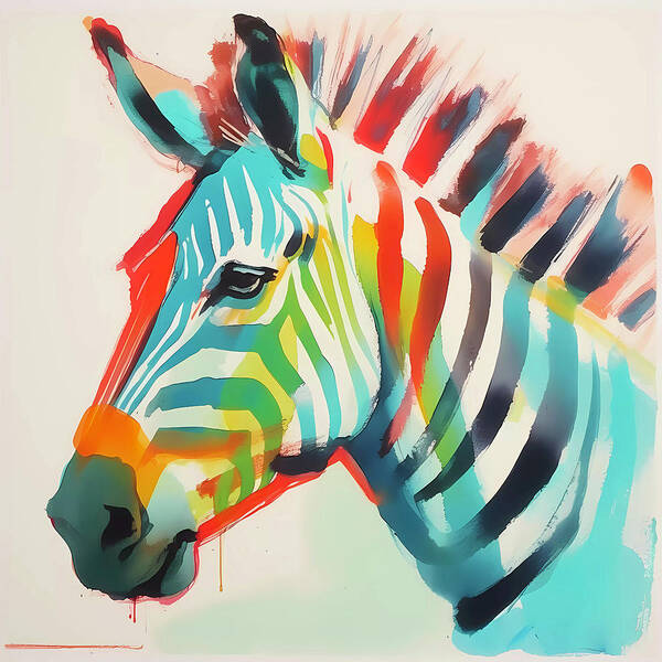 Animals Nature Poster featuring the painting Zebra by Walker Noble
