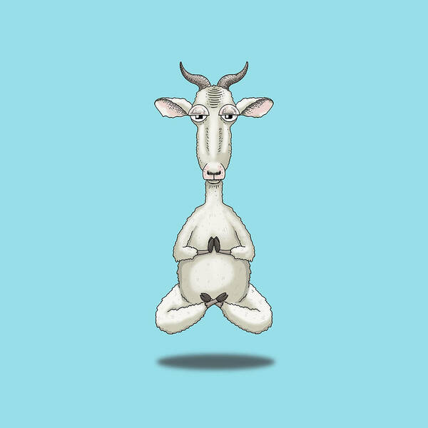 Goat Poster featuring the digital art Zen Goat Meditating by Laura Ostrowski