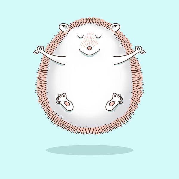 Hedgehog Poster featuring the digital art Zen Hedgehog Meditating by Laura Ostrowski