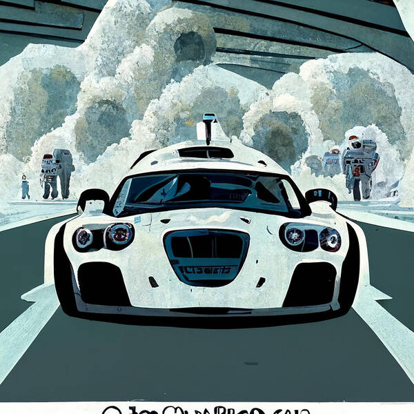 Cool Poster featuring the painting Cool Cartoon The Stig Top Gear Show Driving A Car D27276c2 1dc4 442d 4e78 Dd764d266a62 by MotionAge Designs