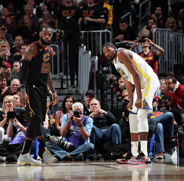 Lebron James Poster featuring the photograph Kevin Durant and Lebron James by Nathaniel S. Butler