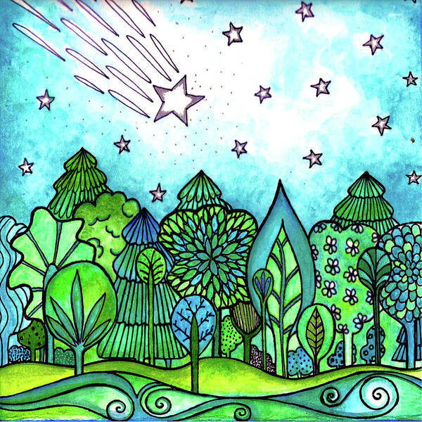 Shooting Star Poster featuring the painting Make a Wish #1 by Robin Mead