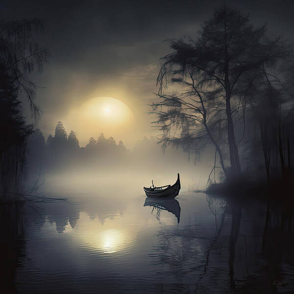 Mystery Art Poster featuring the painting Moonlight Reverie - Dreamy Art #1 by Lourry Legarde