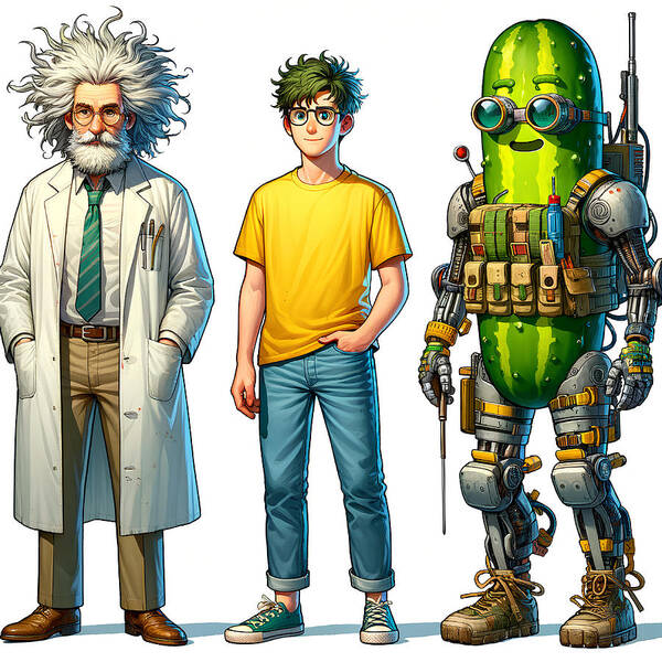  Poster featuring the digital art Rick and Morty with Pickle #1 by Chris Auer