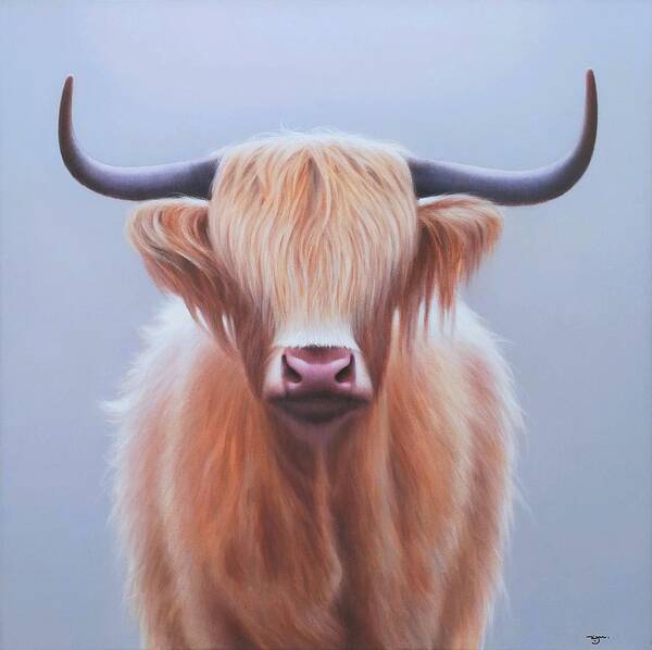 Realism Poster featuring the painting Scott Highland Cattle #1 by Zusheng Yu