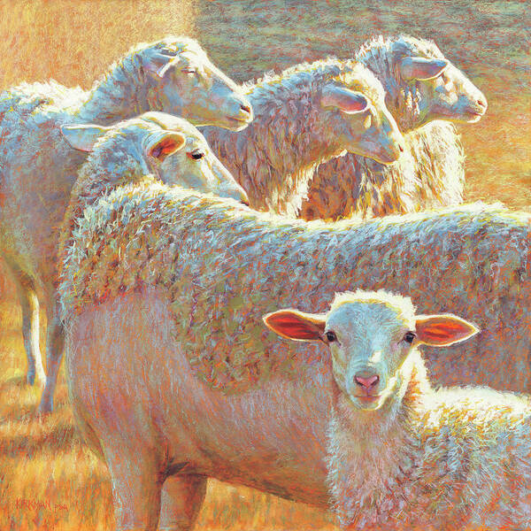 Sheep Poster featuring the pastel They don't see what she sees by Rita Kirkman