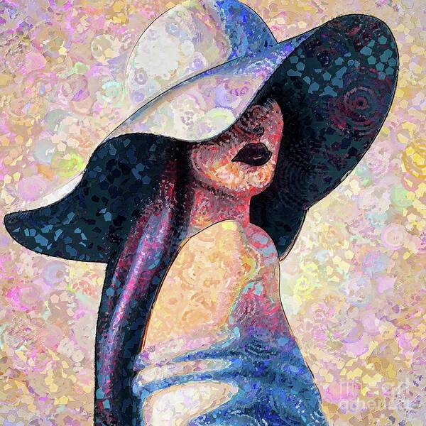 Abstract Poster featuring the digital art Young Woman With Hat - Abstract 7 #1 by Philip Preston