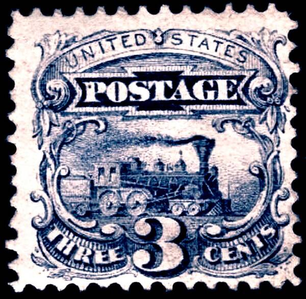 Stamp Poster featuring the digital art 1869 United States - No.114 - 3cts. Ultramarine - Stamp Art by Fred Larucci