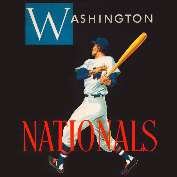 Washington Poster featuring the mixed media 1952 Washington Nationals Baseball Art by Row One Brand