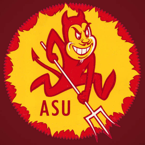 Sparky Poster featuring the mixed media Vintage Arizona State Sparky Art by Row One Brand