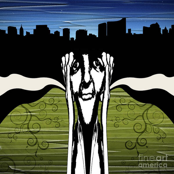 Face Poster featuring the digital art City At Night by Phil Perkins