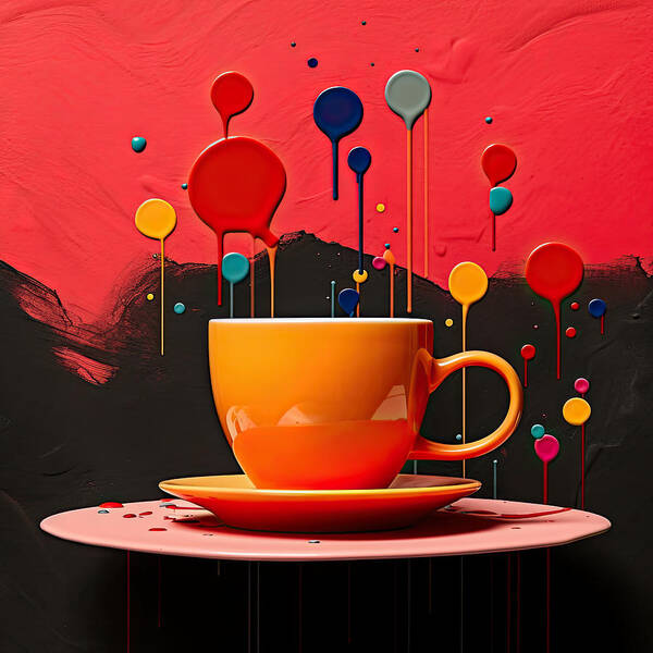 Red Cup Poster featuring the digital art Coffee Passion #2 by Lourry Legarde