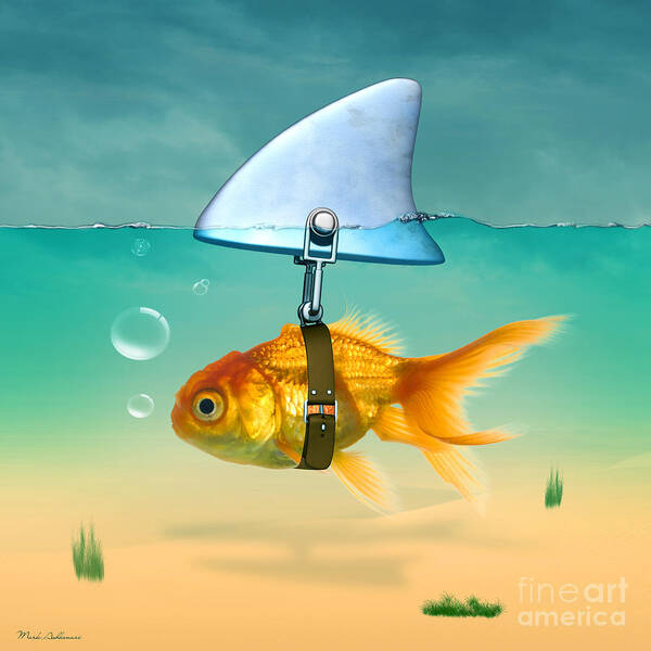 Gold Fish Poster featuring the digital art Gold Fish by Mark Ashkenazi