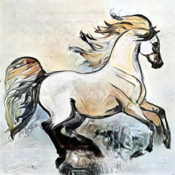 Equestrian Art Poster featuring the digital art A Cantering Horse 002 by Stacey Mayer