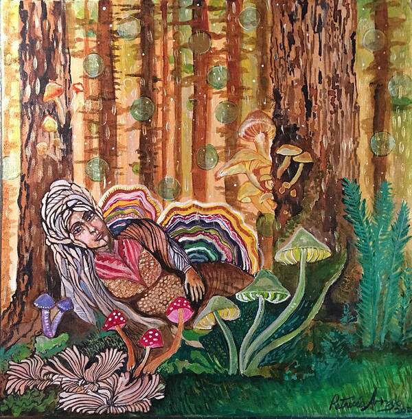 Acrylics Poster featuring the painting A forest dream by Patricia Arroyo