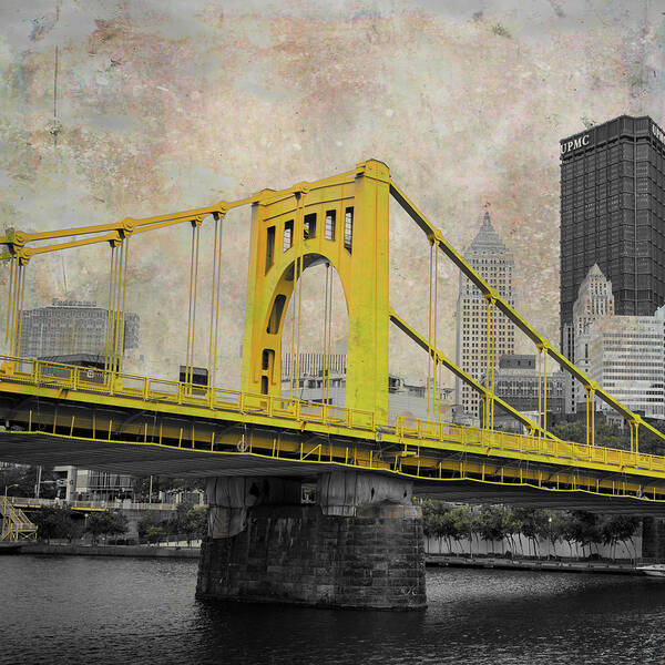 Appalachia Poster featuring the digital art A Simple Yellow Pittsburgh Bridge by Brandi Fitzgerald