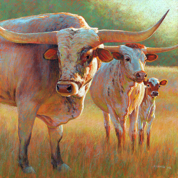 Cows Poster featuring the pastel A Texas Tradition by Rita Kirkman