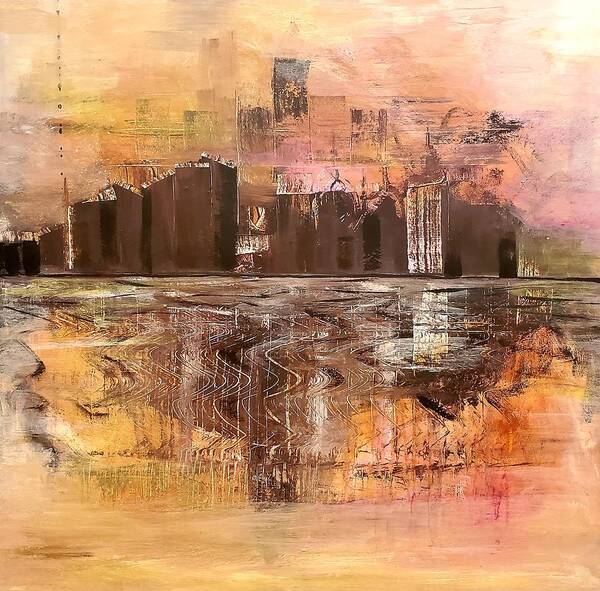 Cityscape Poster featuring the painting Abstract Twenty Twenty by Lisa Kaiser