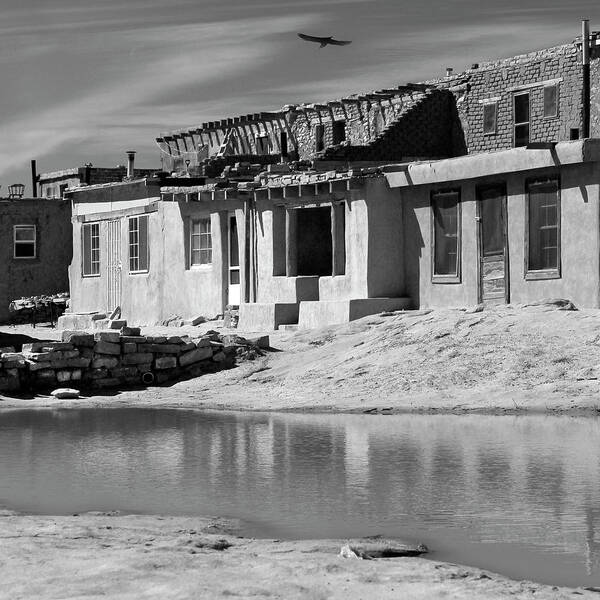 Acoma Pueblo Poster featuring the photograph Acoma Pueblo Adobe Homes B W by Mike McGlothlen