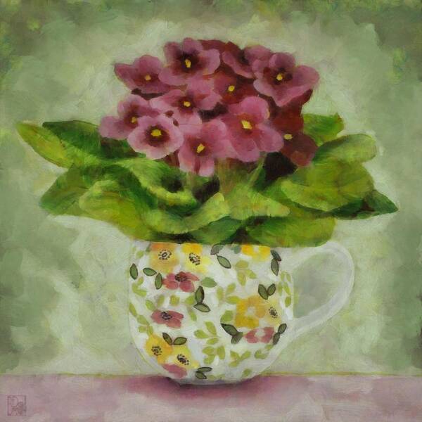 Still Life Poster featuring the painting African Violet #1 by Debbie Brown