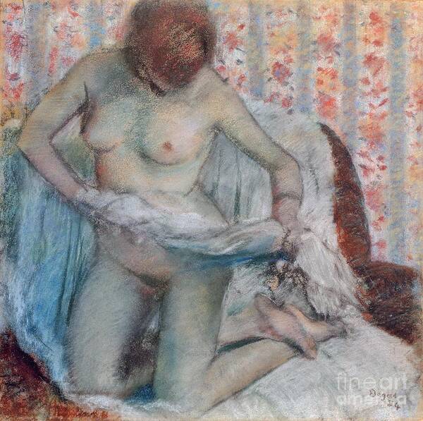 After The Bath Poster featuring the pastel After the Bath, 1884 pastel on paper by Edgar Degas