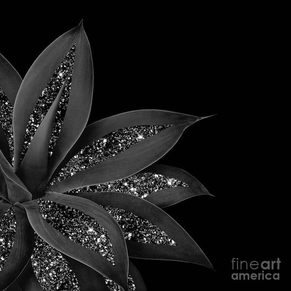 Faux-glitter Poster featuring the mixed media Agave Finesse Glitter Glam #7 #tropical #decor #art by Anitas and Bellas Art