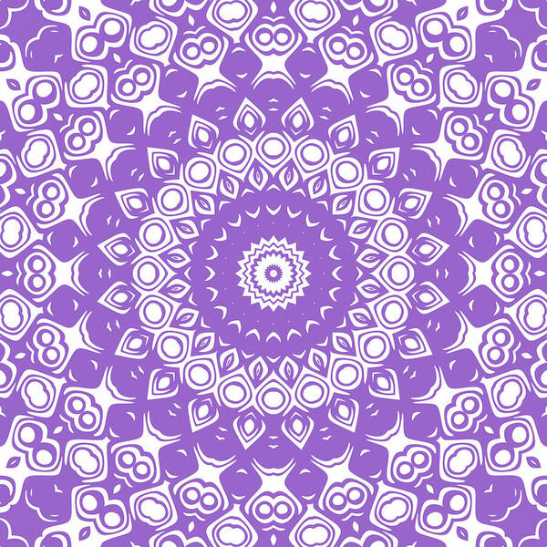 Amethyst Poster featuring the digital art Amethyst Mandala Kaleidoscope Medallion Flower by Mercury McCutcheon