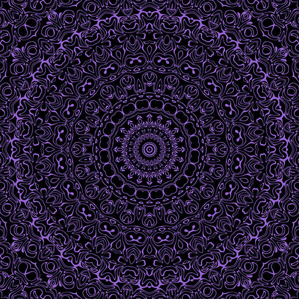 Amethyst Poster featuring the digital art Amethyst on Black Mandala Kaleidoscope Medallion Flower by Mercury McCutcheon
