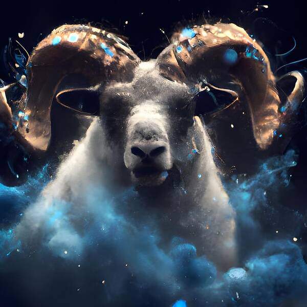 Digital Zodiac Aries Ram Horns Poster featuring the digital art Aries by Beverly Read