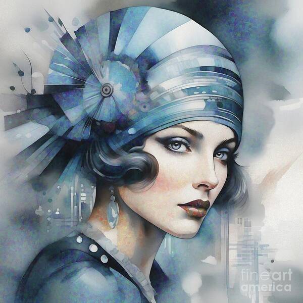 Abstract Poster featuring the digital art Art Deco Style Portrait - 02279 by Philip Preston