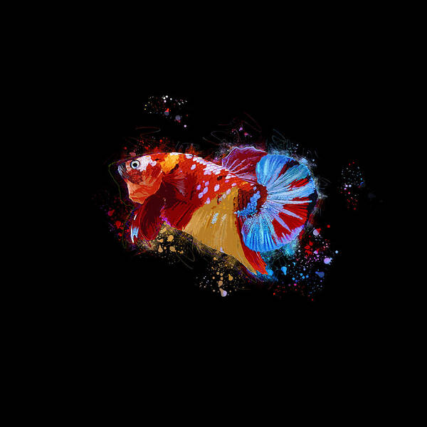 Artistic Poster featuring the digital art Artistic Nemo Multicolor Betta Fish by Sambel Pedes
