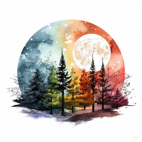 Four Seasons Poster featuring the painting As The Seasons Turn by Lourry Legarde