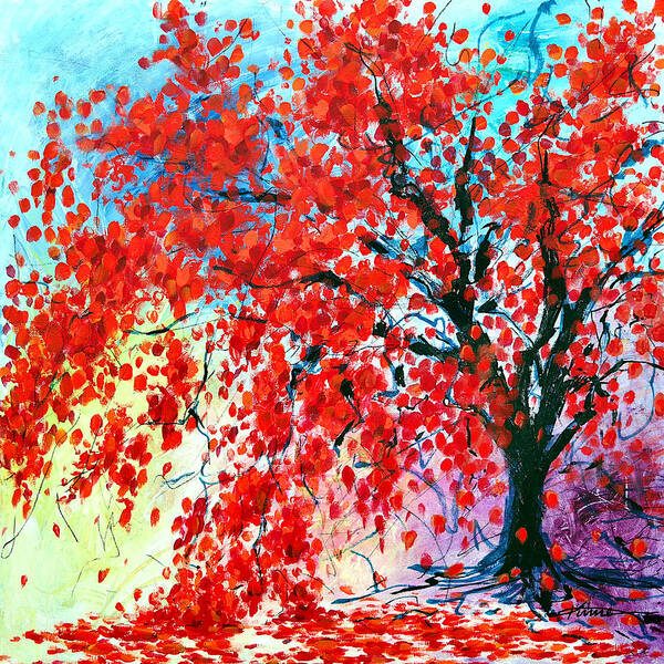 Autumn Hill Poster featuring the painting Autumn Hill by Kume Bryant