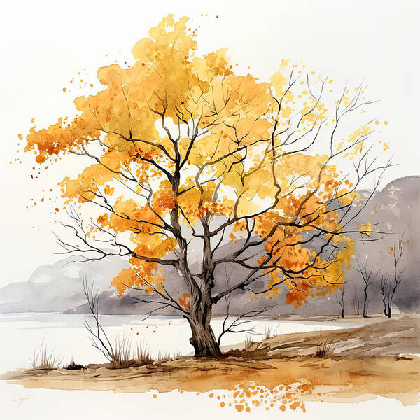 Maple Tree Poster featuring the digital art Autumn Impressions by Lourry Legarde