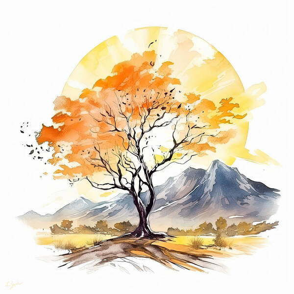 Four Seasons Poster featuring the painting Autumn Splendor - Autumn Paintings by Lourry Legarde