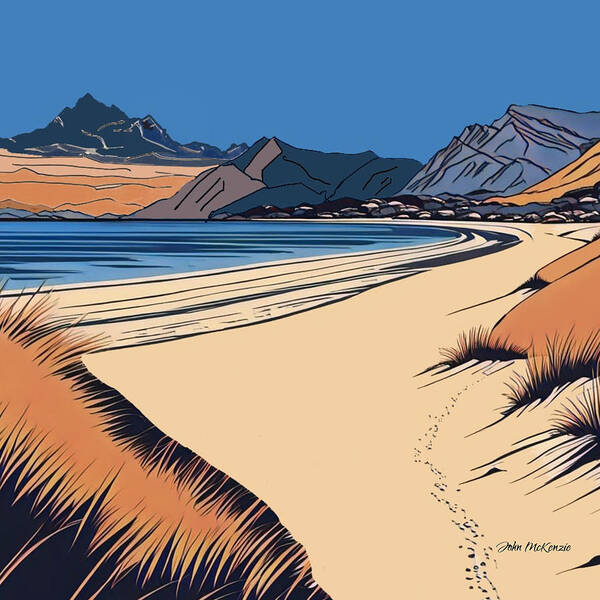 Scottish Beach Digital Colourful Poster featuring the digital art Autumnal Scottish Beach by John Mckenzie