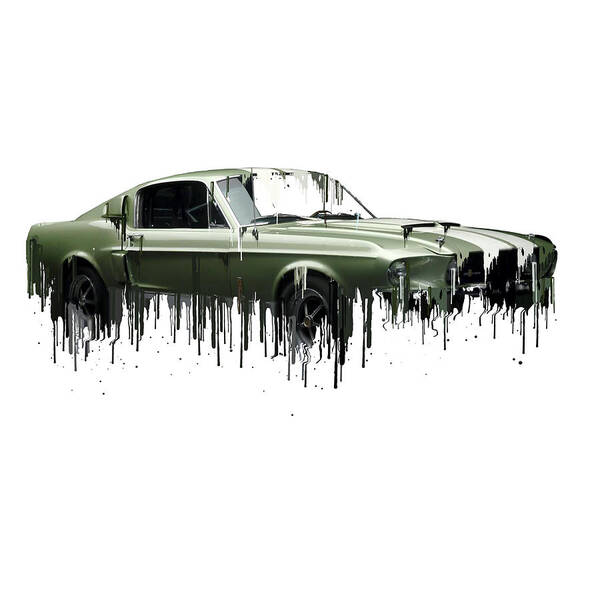 Awesome Ford Mustang Classic Liquid Metal Art Poster