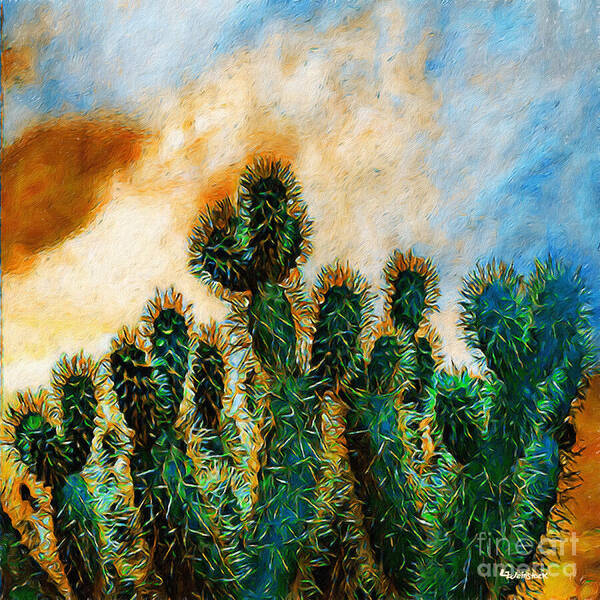 Cactus Arizona Cactus Poster featuring the painting Cactus 1 by Linda Weinstock
