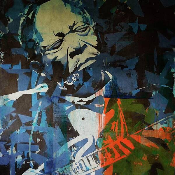 B B King Portrait Poster featuring the painting B B King by Paul Lovering