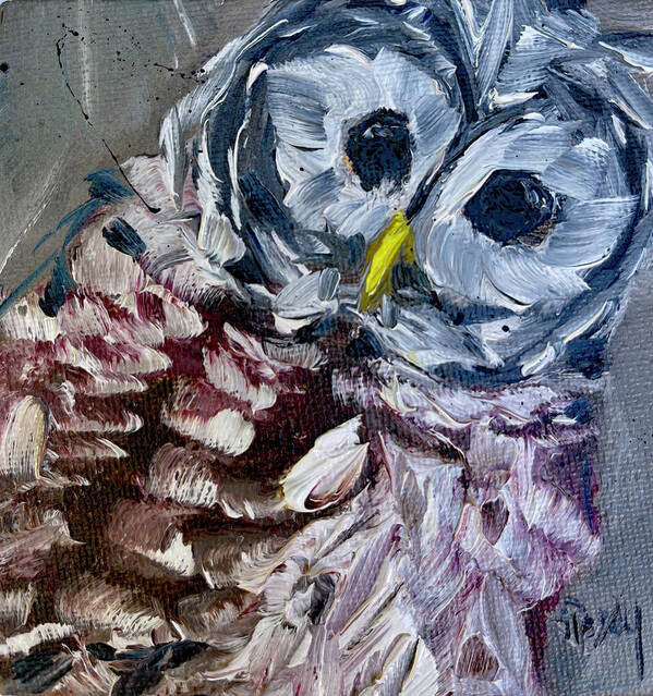 Barred Owl Poster featuring the painting Baby Barred Owl by Roxy Rich