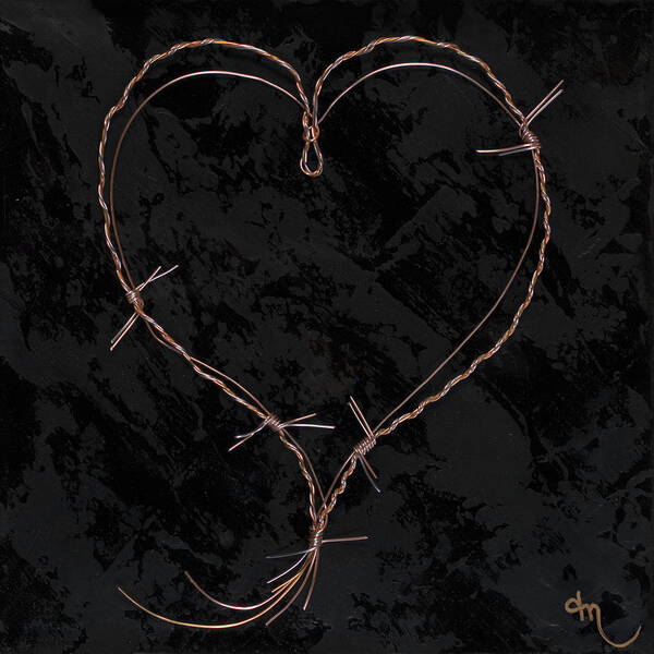 Heart Poster featuring the painting Barbed Heart-Gold on Black by Tamara Nelson