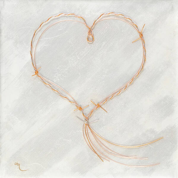 Heart Poster featuring the painting Barbed Heart-Gold Pink by Tamara Nelson