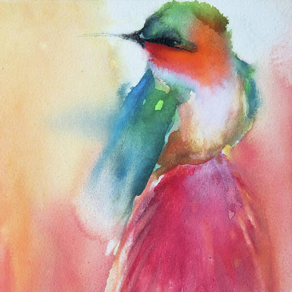 Hummingbird Poster featuring the painting Be Still And Know by Jani Freimann