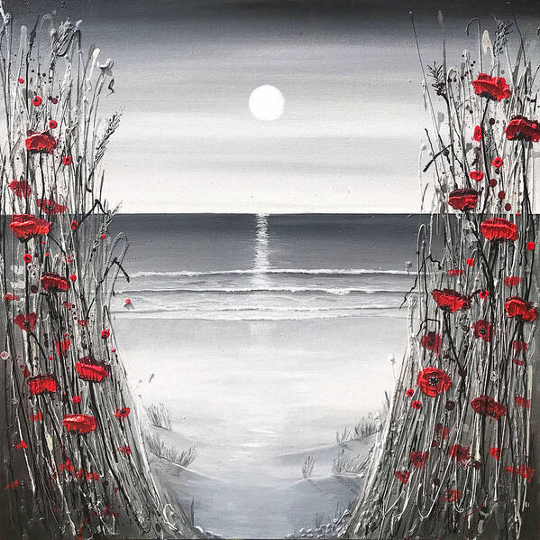 Red Poppies Poster featuring the painting Beach of Poppies by Amanda Dagg