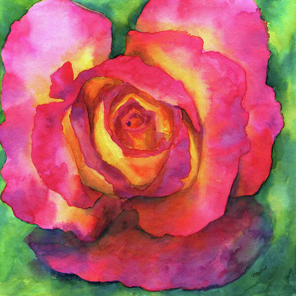Rose Poster featuring the painting Beautiful rose watercolor painting by Karen Kaspar