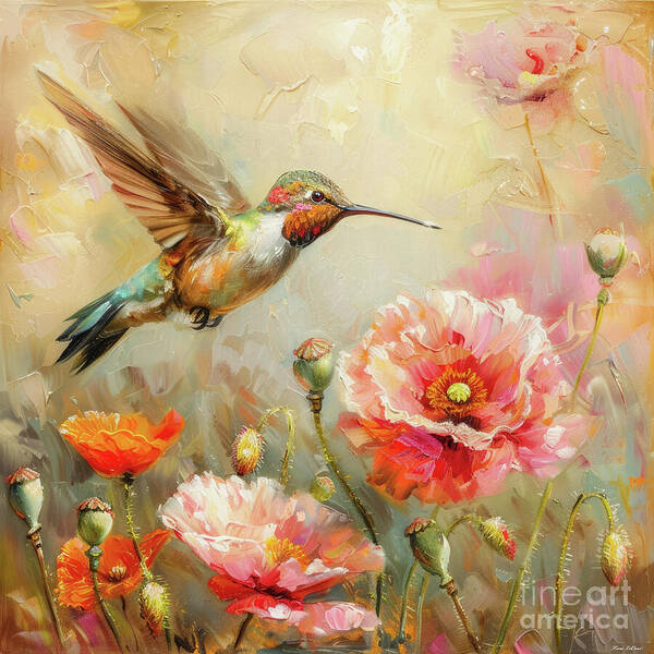 Hummingbird Poster featuring the painting Beautiful Rufous Hummingbird by Tina LeCour