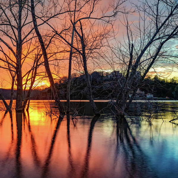 Beaver Lake Poster featuring the photograph Beaver Lake Vibrant Evening Sunset - Northwest Arkansas by Gregory Ballos